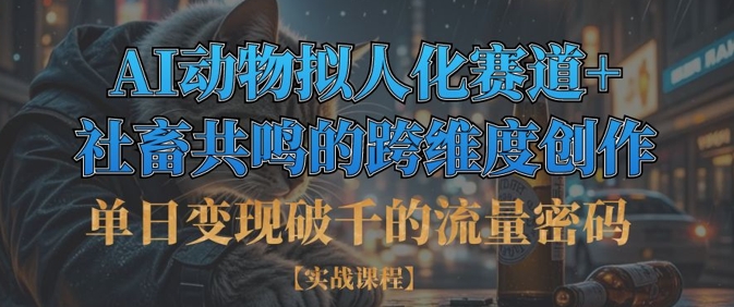 单日变现破千的流量密码，AI动物拟人化赛道+社畜共鸣的跨维度创作网赚项目-副业赚钱-互联网创业-资源整合小白搞钱网,分享免费网赚项目,网创资源,视频教程,网络资源的休闲小站