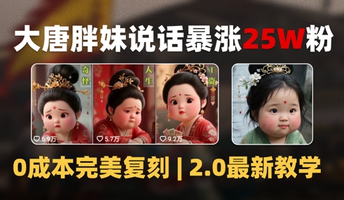 AI大唐胖贵妃说话2.0，40条视频暴涨40w粉，附独家变现攻略网赚项目-副业赚钱-互联网创业-资源整合小白搞钱网,分享免费网赚项目,网创资源,视频教程,网络资源的休闲小站