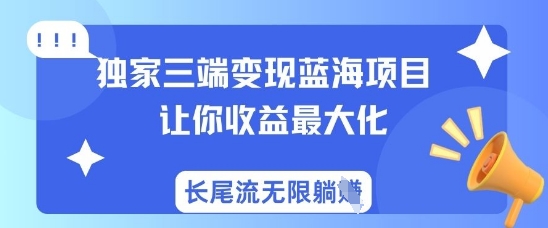 独家三端变现蓝海项目，让你收益最大化，长尾流无限躺挣网赚项目-副业赚钱-互联网创业-资源整合小白搞钱网,分享免费网赚项目,网创资源,视频教程,网络资源的休闲小站