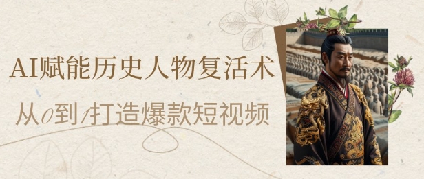 AI赋能历史人物复活术：从0到1打造爆款短视频，7天涨粉10W，小白也能月入过1W网赚项目-副业赚钱-互联网创业-资源整合小白搞钱网,分享免费网赚项目,网创资源,视频教程,网络资源的休闲小站