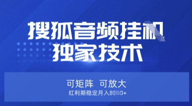 【搜狐音频挂G】独家技术，可矩阵可放大，红利期稳定月入8k【揭秘】网赚项目-副业赚钱-互联网创业-资源整合小白搞钱网,分享免费网赚项目,网创资源,视频教程,网络资源的休闲小站