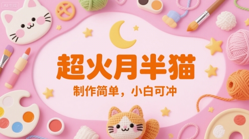 超火月半猫，制作简单，小白可冲网赚项目-副业赚钱-互联网创业-资源整合小白搞钱网,分享免费网赚项目,网创资源,视频教程,网络资源的休闲小站