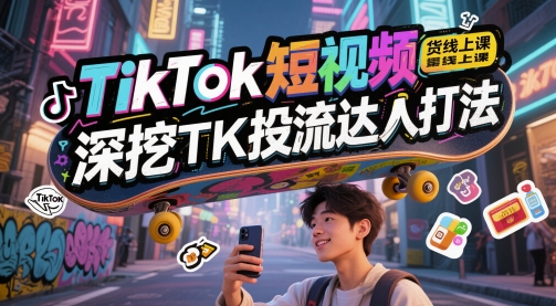 TikTok短视频带货线上课，深挖TK投流达人打法网赚项目-副业赚钱-互联网创业-资源整合小白搞钱网,分享免费网赚项目,网创资源,视频教程,网络资源的休闲小站