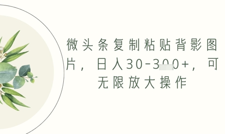 微头条复制粘贴背影图片，日入30-3张+，可无限放大操作网赚项目-副业赚钱-互联网创业-资源整合小白搞钱网,分享免费网赚项目,网创资源,视频教程,网络资源的休闲小站
