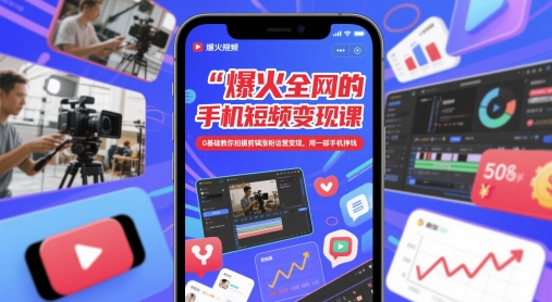 爆火全网的手机短视频变现课，0基础教你拍摄剪辑涨粉运营变现，用一部手机挣钱网赚项目-副业赚钱-互联网创业-资源整合小白搞钱网,分享免费网赚项目,网创资源,视频教程,网络资源的休闲小站