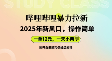哔哩哔哩暴力拉新：2025年新风口，一单12元，一天数张(附开白渠道和保姆级教程)网赚项目-副业赚钱-互联网创业-资源整合小白搞钱网,分享免费网赚项目,网创资源,视频教程,网络资源的休闲小站